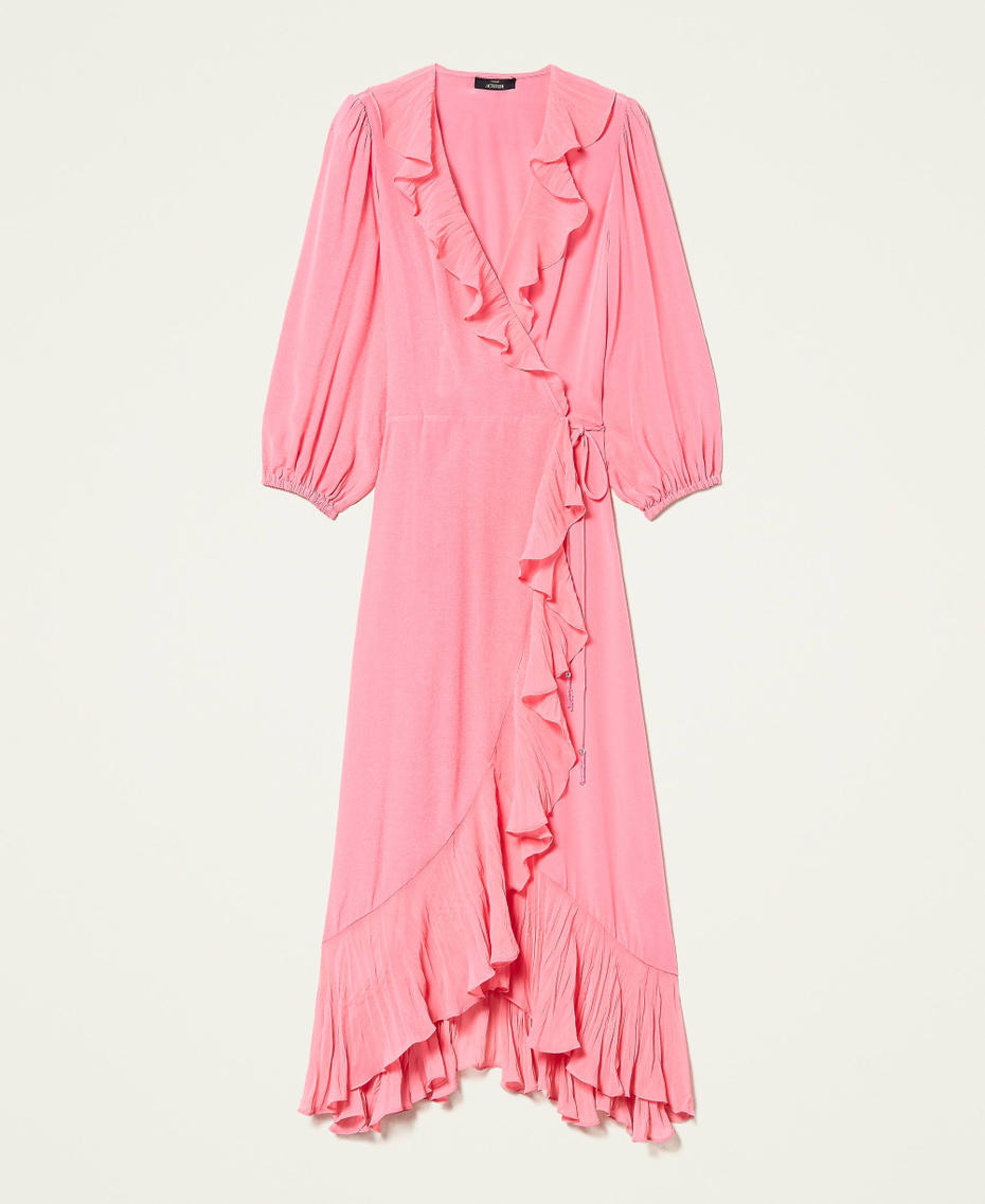 Vestido largo de crespón de China Rosa «Hot Pink» Mujer 221AT2506-0S