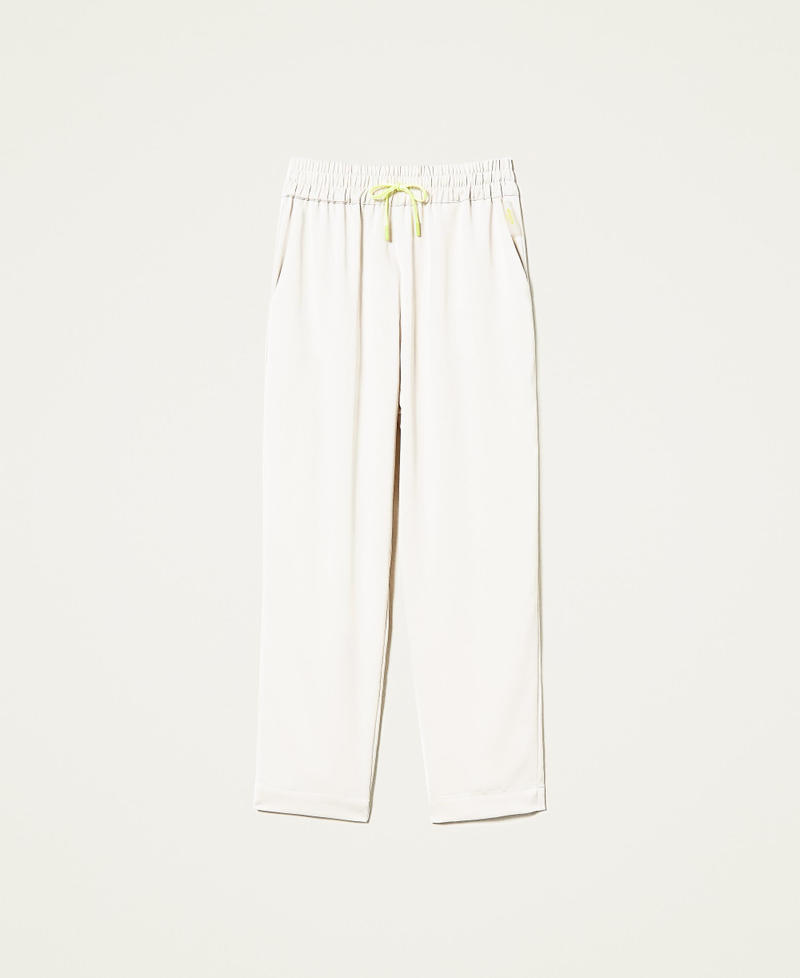 Trousers with neon-coloured drawstring Pale Cream Woman 221AT2530-0S