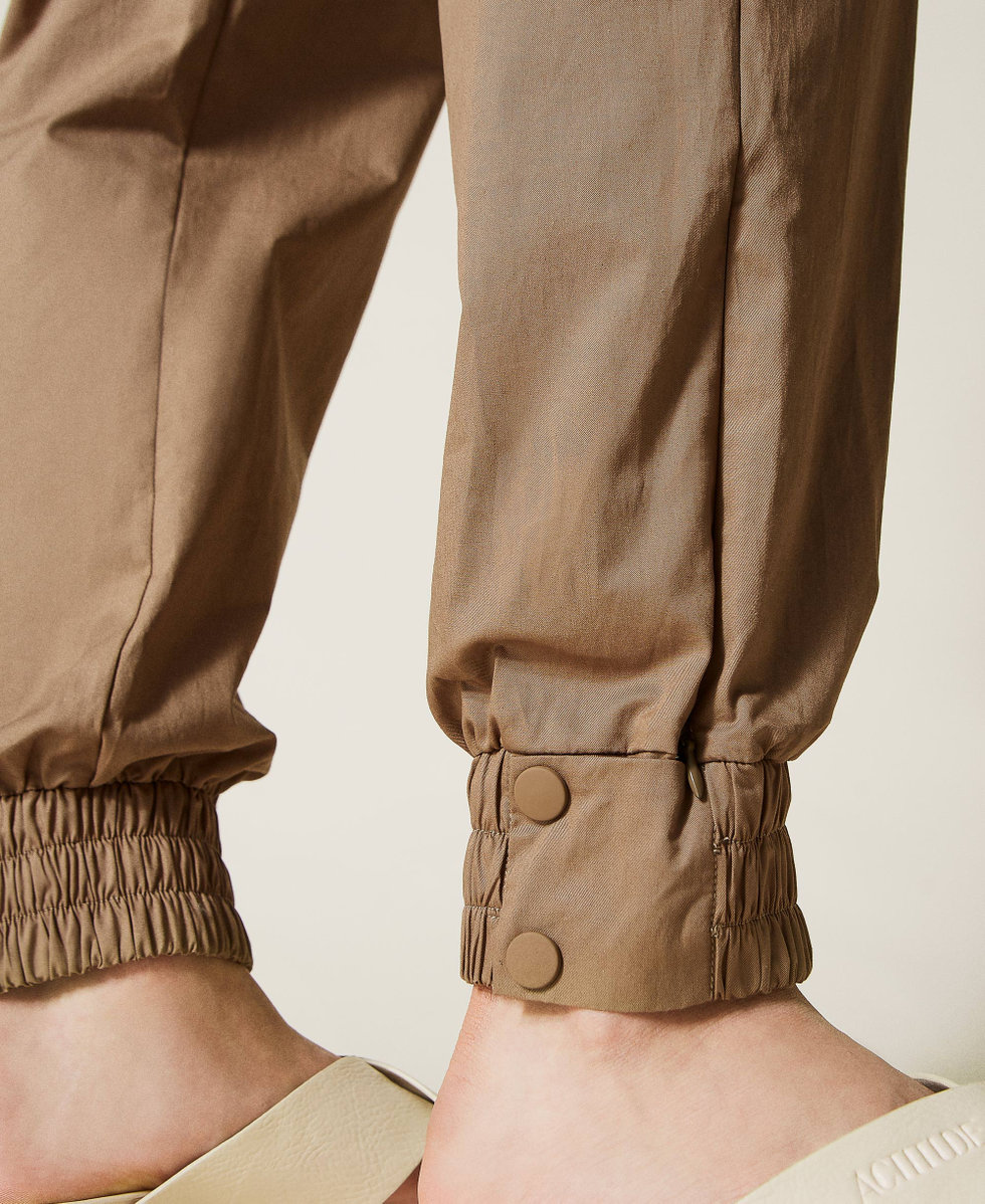 Pantalon de jogging en popeline technique Femme Marron TWINSET Milano
