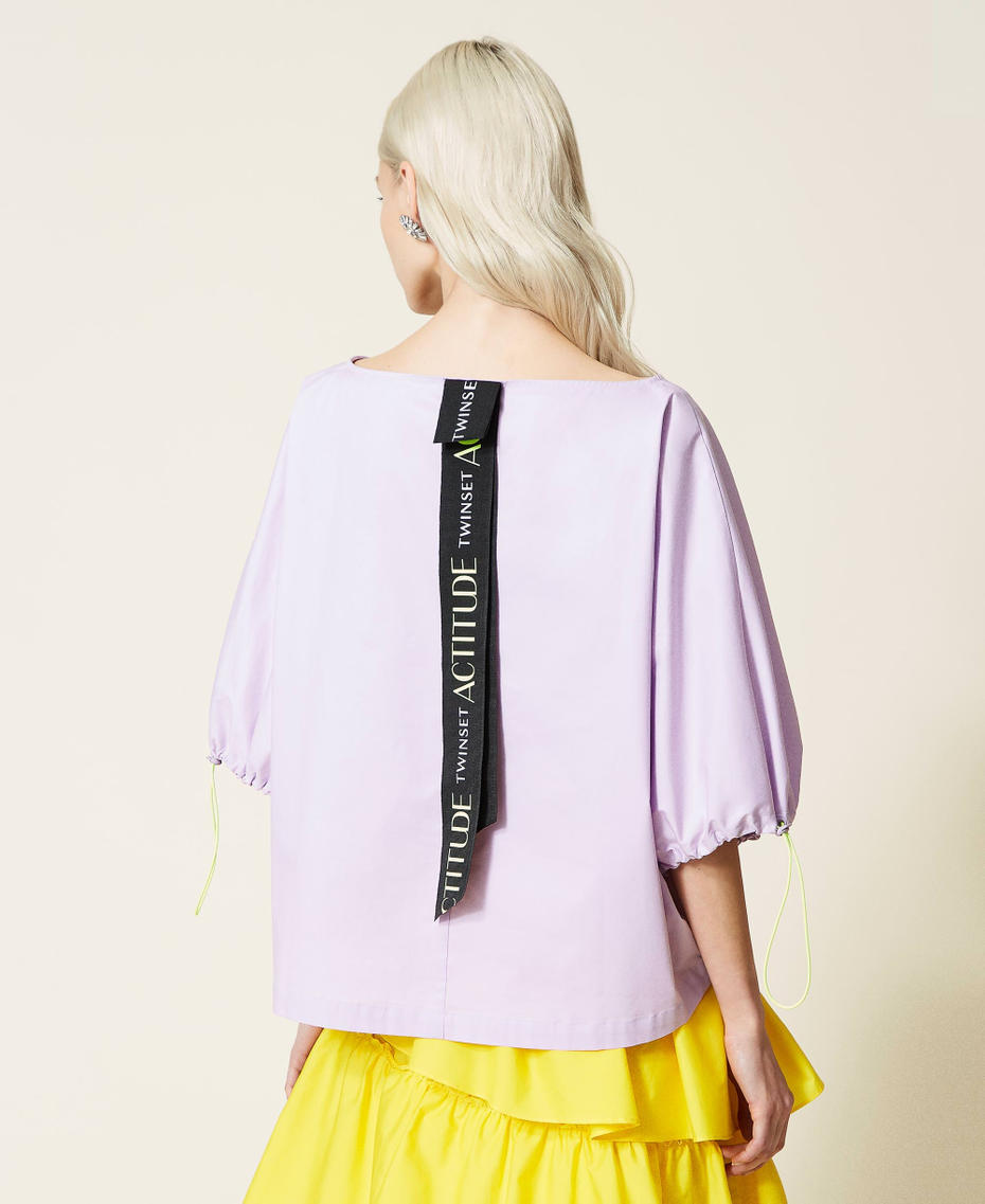 Bluse aus technischem Popeline „Pastel Lilac“-Violett Frau 221AT2544-04