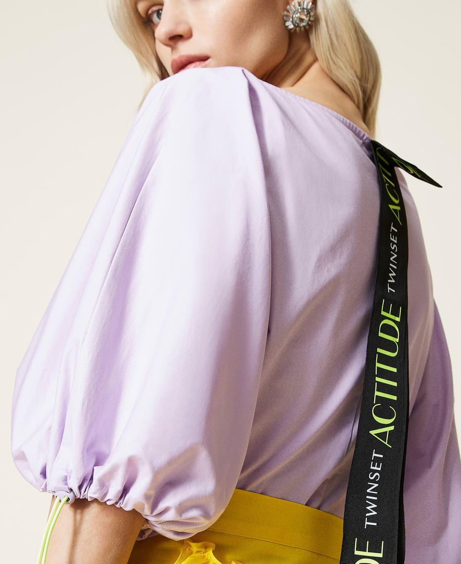 Bluse aus technischem Popeline „Pastel Lilac“-Violett Frau 221AT2544-06