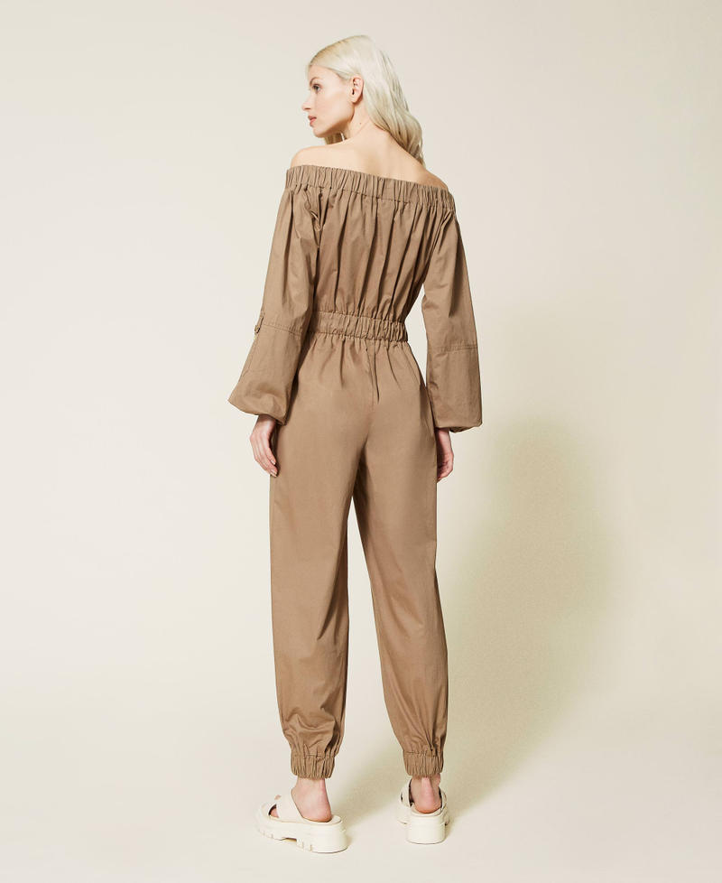 Off-shoulder poplin jumpsuit