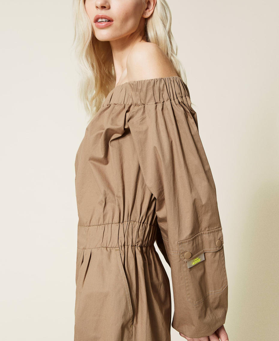 Off-shoulder poplin jumpsuit