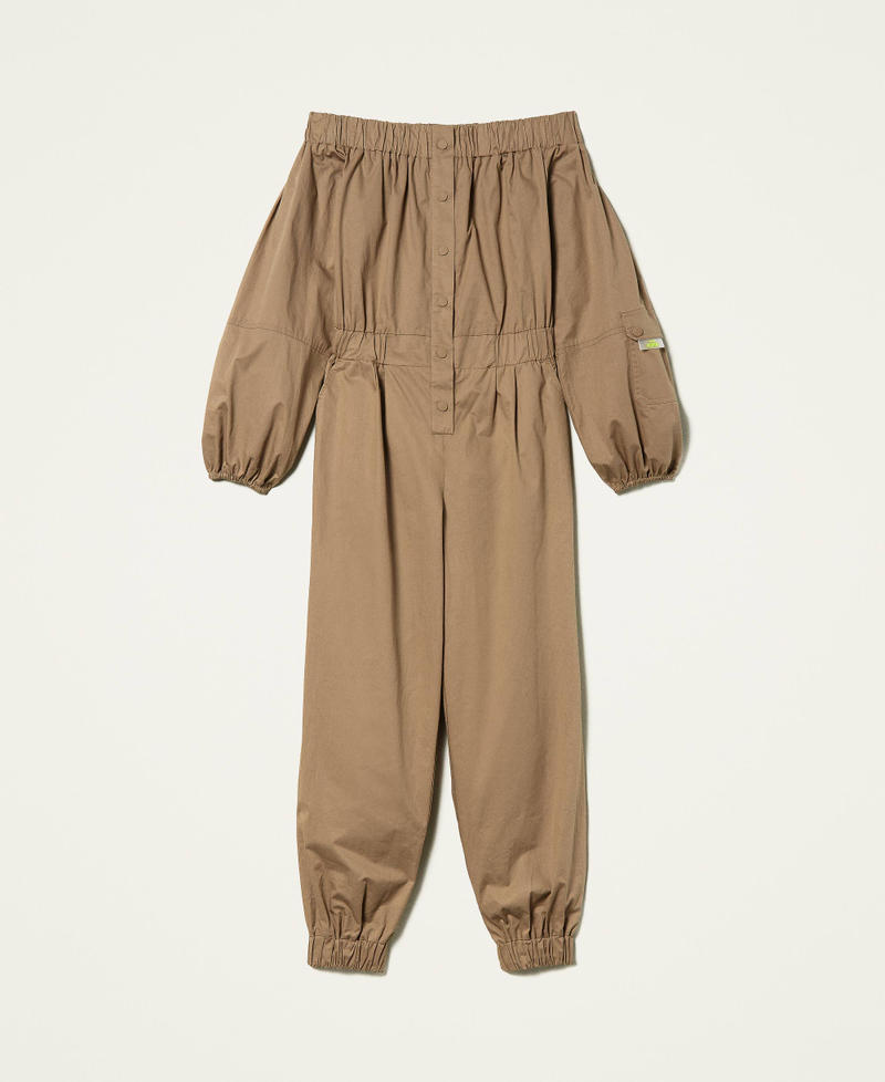 Off-shoulder poplin jumpsuit