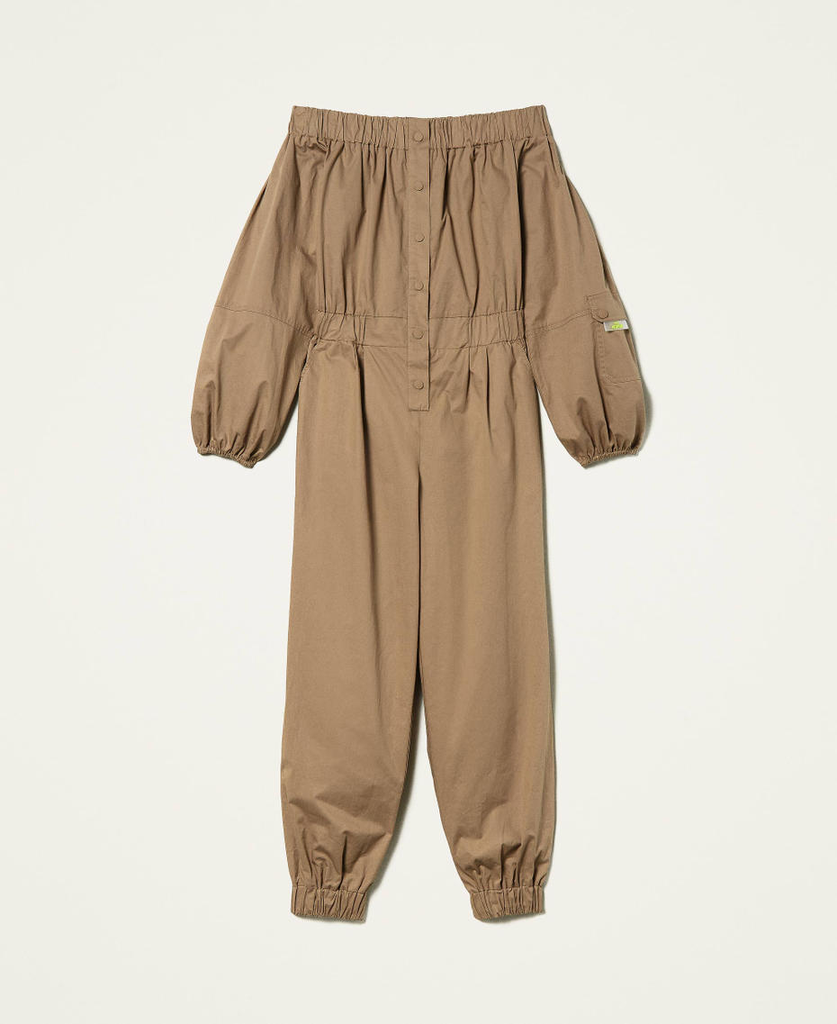 Off-shoulder poplin jumpsuit