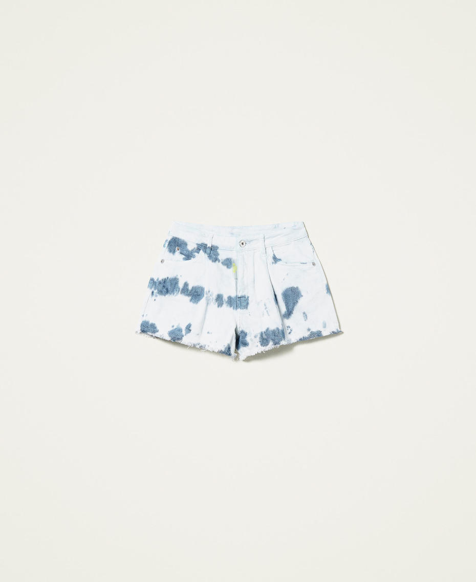 Tie-Dye-Shorts aus Bull-Denim Tie-Dye „Space Blue“-Blau Frau 221AT2560-0S