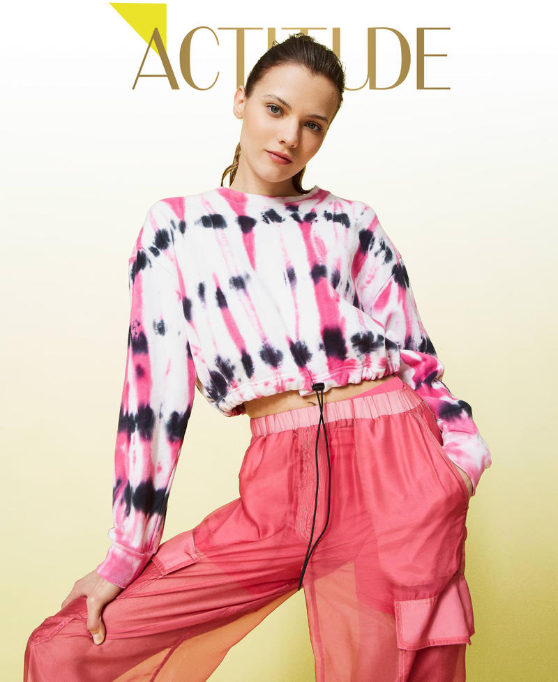 Sweat-shirt court avec imprim&eacute; tie and dye