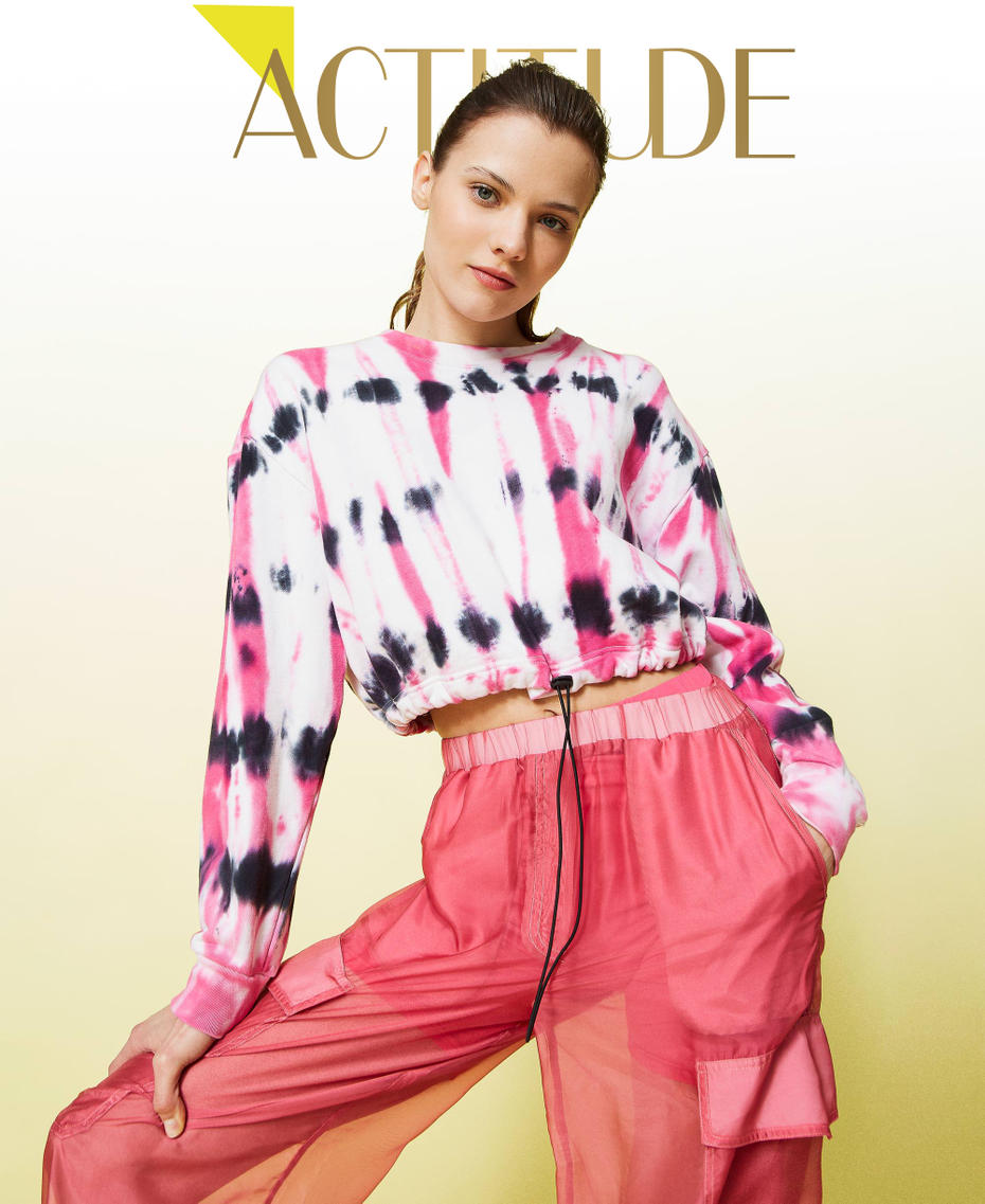 Sweat-shirt court avec imprim&eacute; tie and dye