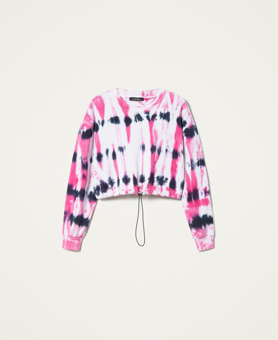 Felpa cropped con stampa tie-dye Tie & Dye Rosa Fluo Donna 221AT256A-0S