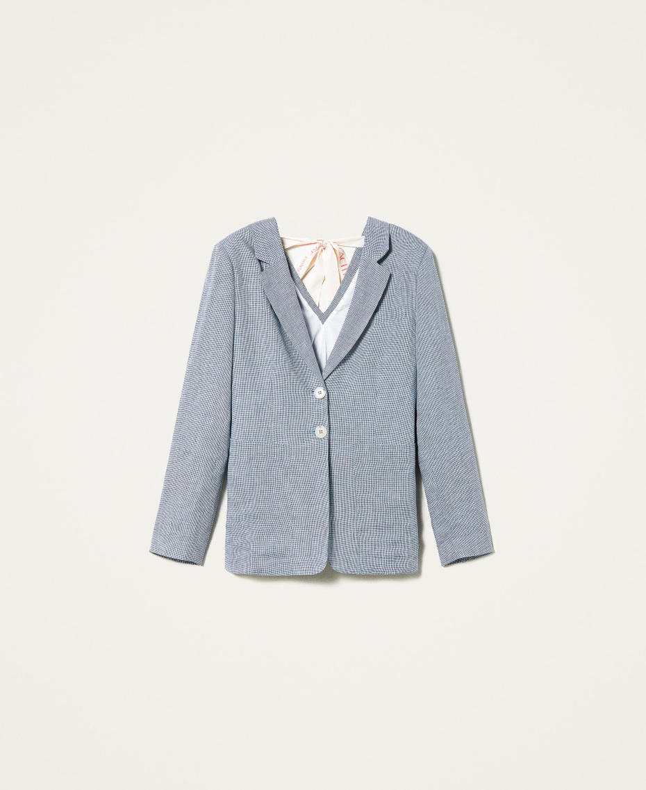 Houndstooth linen blazer Chantilly / "Space Blue” Houndstooth Woman 221AT2570-0S