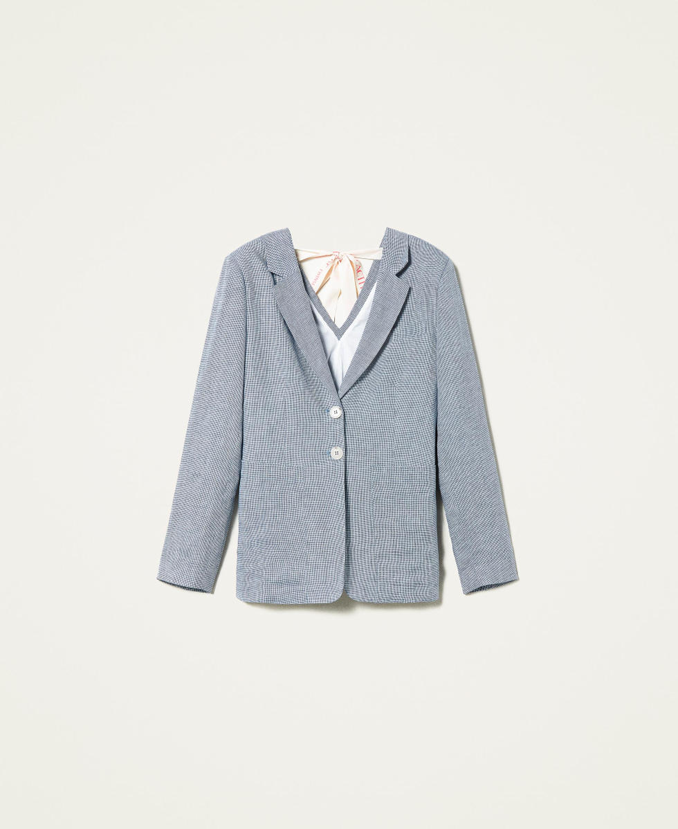 Houndstooth linen blazer