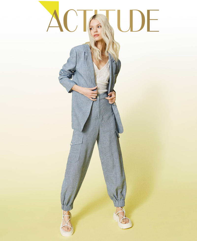 Linen houndstooth joggers
