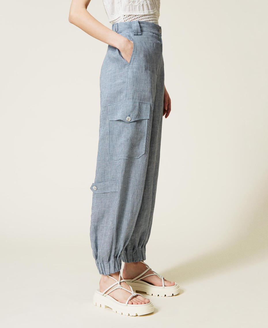 Linen houndstooth joggers