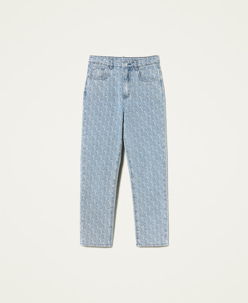 Jeans regular con logo jacquard