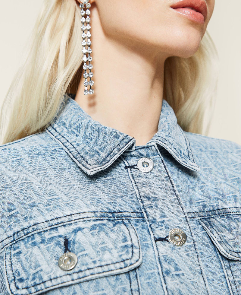 Denim jacket with jacquard logo