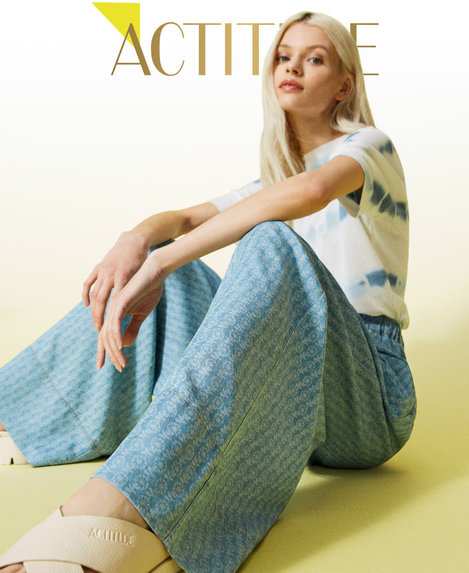 Floaty denim palazzo trousers