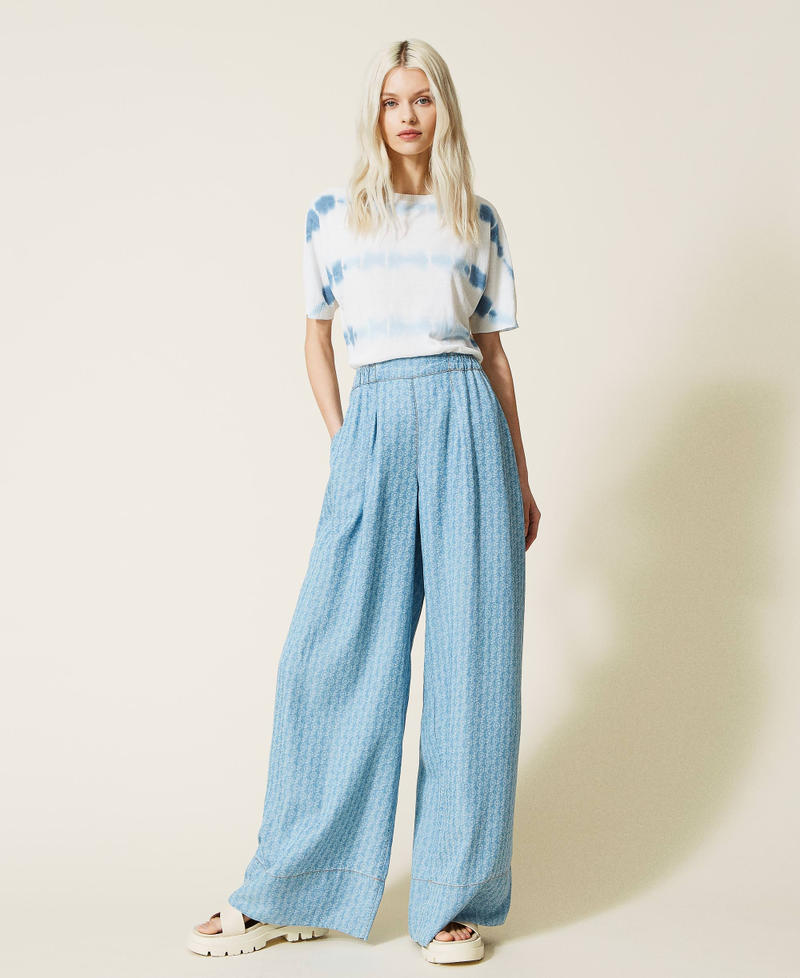 Floaty denim palazzo trousers