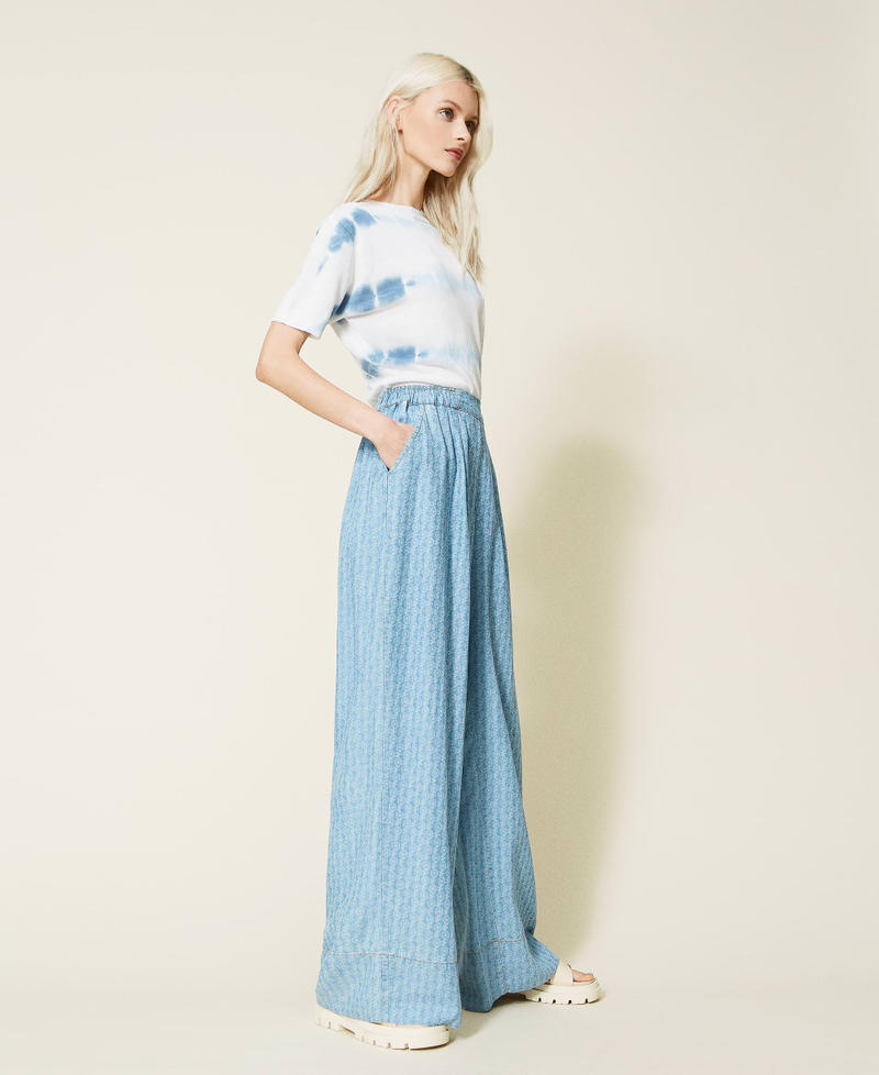 Floaty denim palazzo trousers