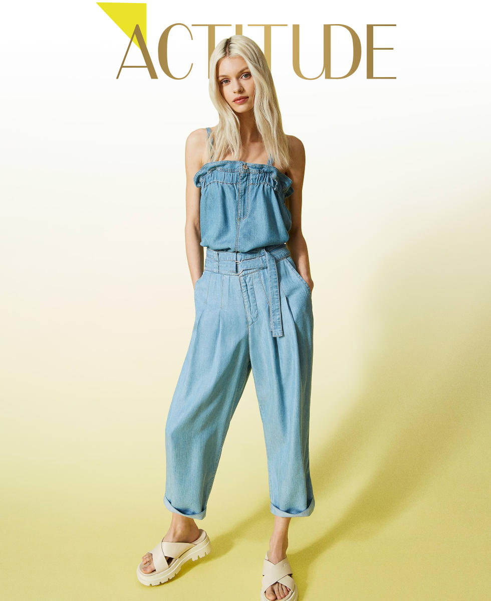 Pantalon en jean fluide Femme Bleu TWINSET Milano