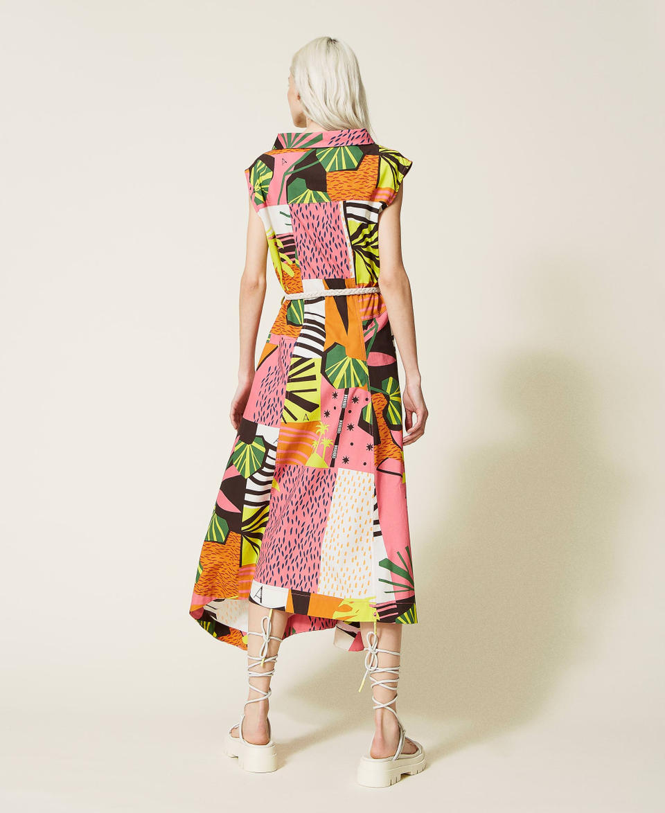 Midikleid aus bedrucktem Popeline