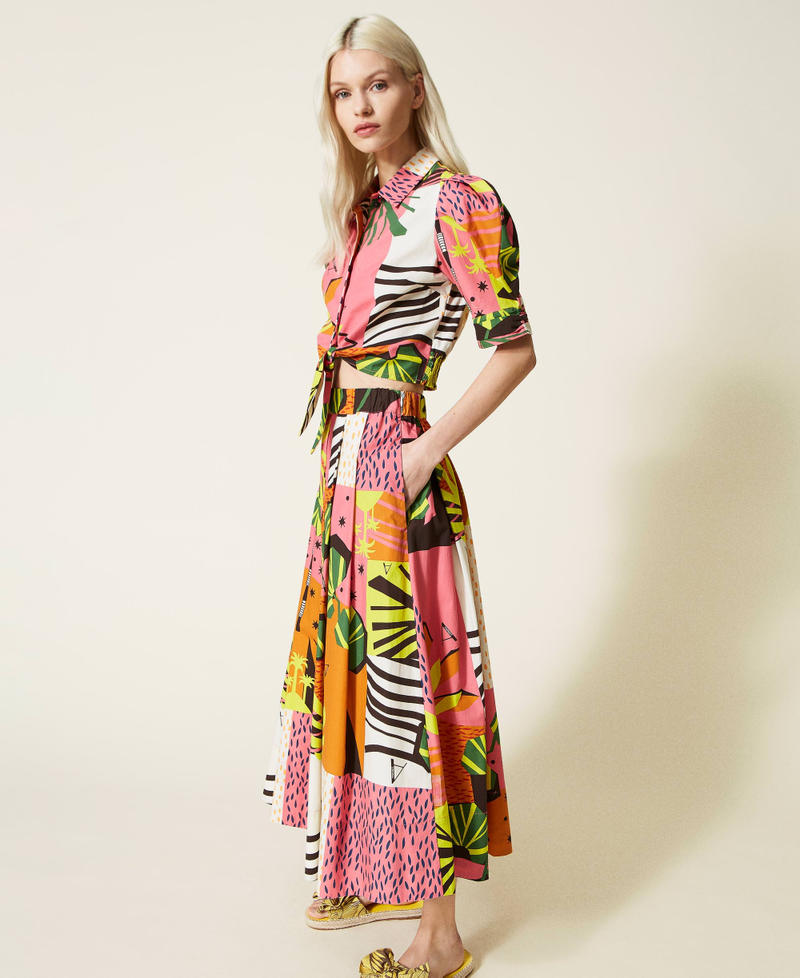 Printed poplin long skirt "Summer Dream” Pattern Woman 221AT2623-04