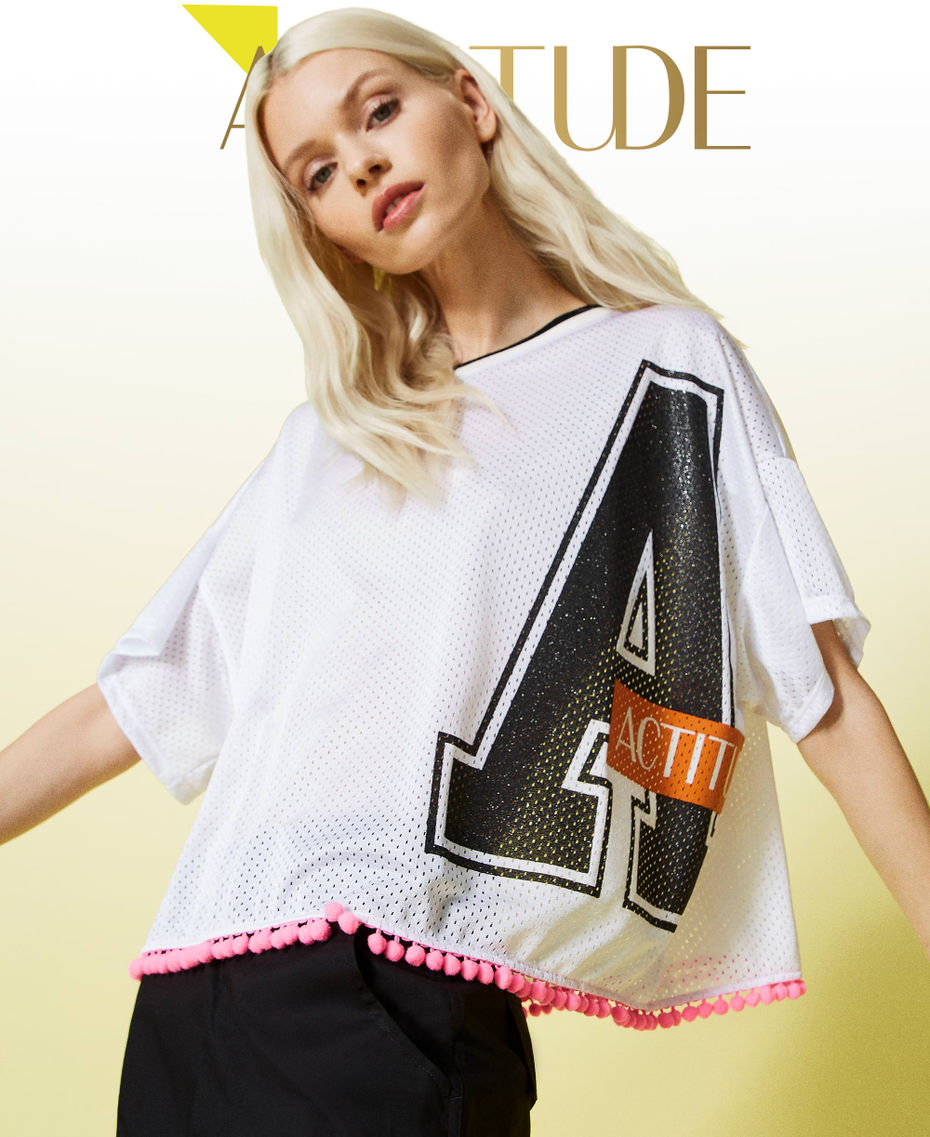 Netz-T-Shirt im Kastenschnitt mit Logo