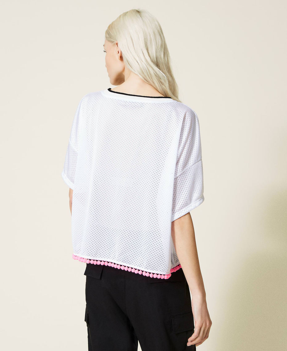 Boxy mesh t-shirt with logo Off White Woman 221AT2631-04