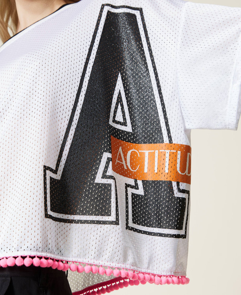 Netz-T-Shirt im Kastenschnitt mit Logo