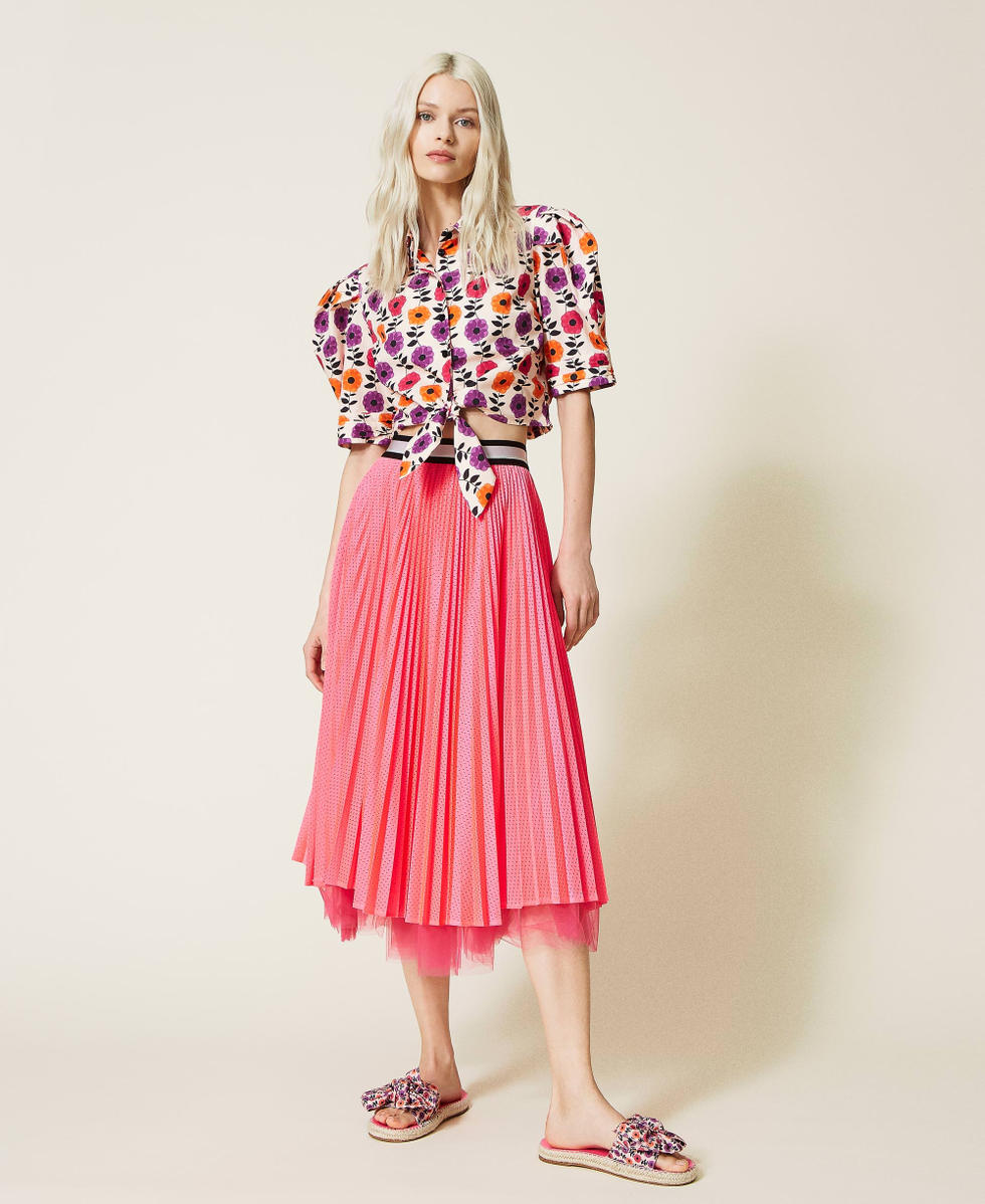 Mesh midi skirt with tulle