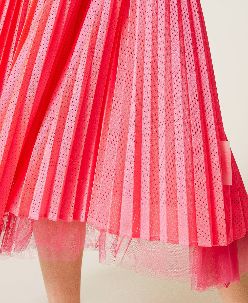 Mesh midi skirt with tulle