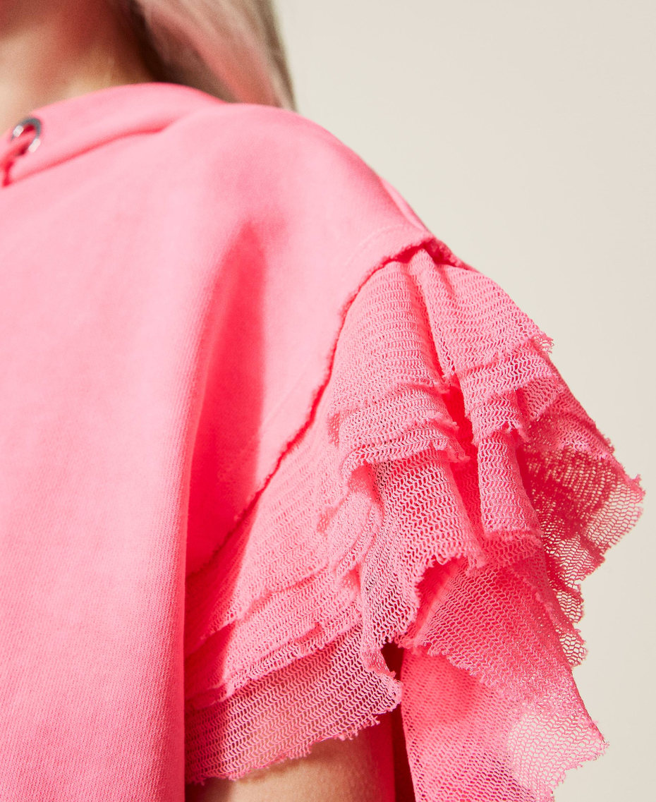 Felpa boxy con balze in tulle