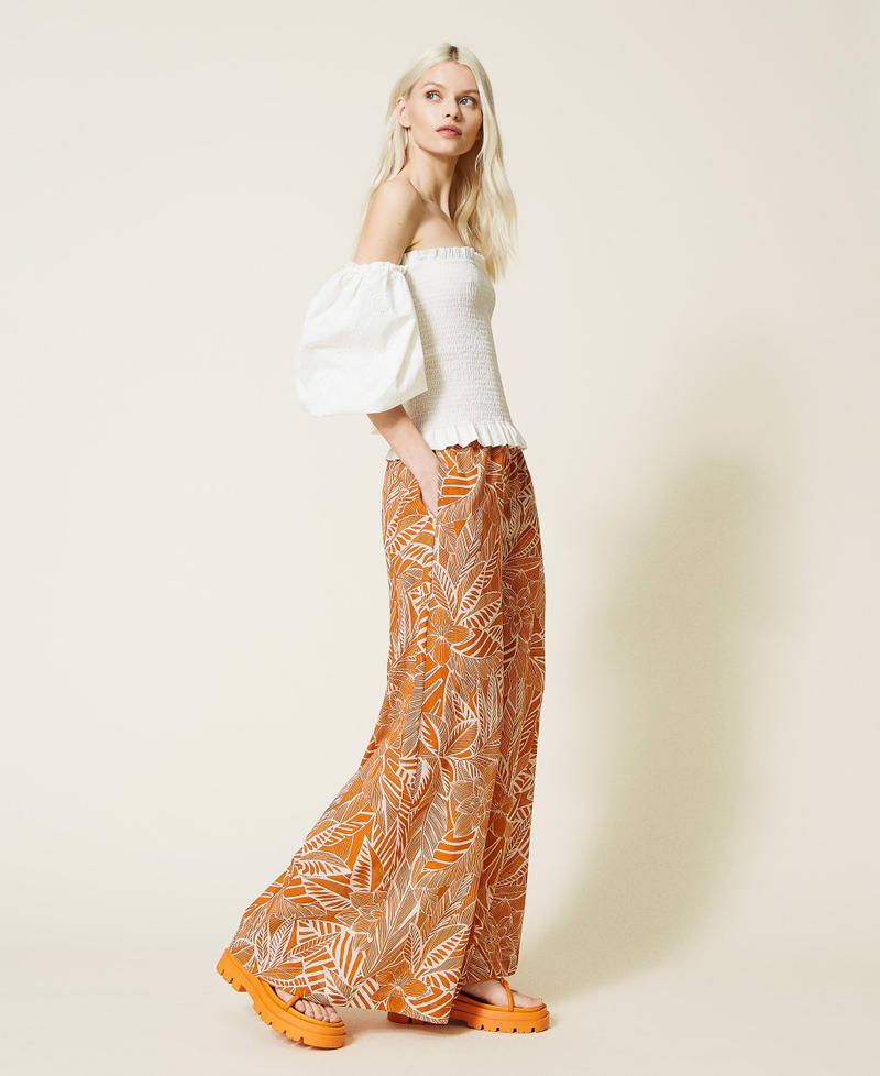 Printed muslin palazzo trousers