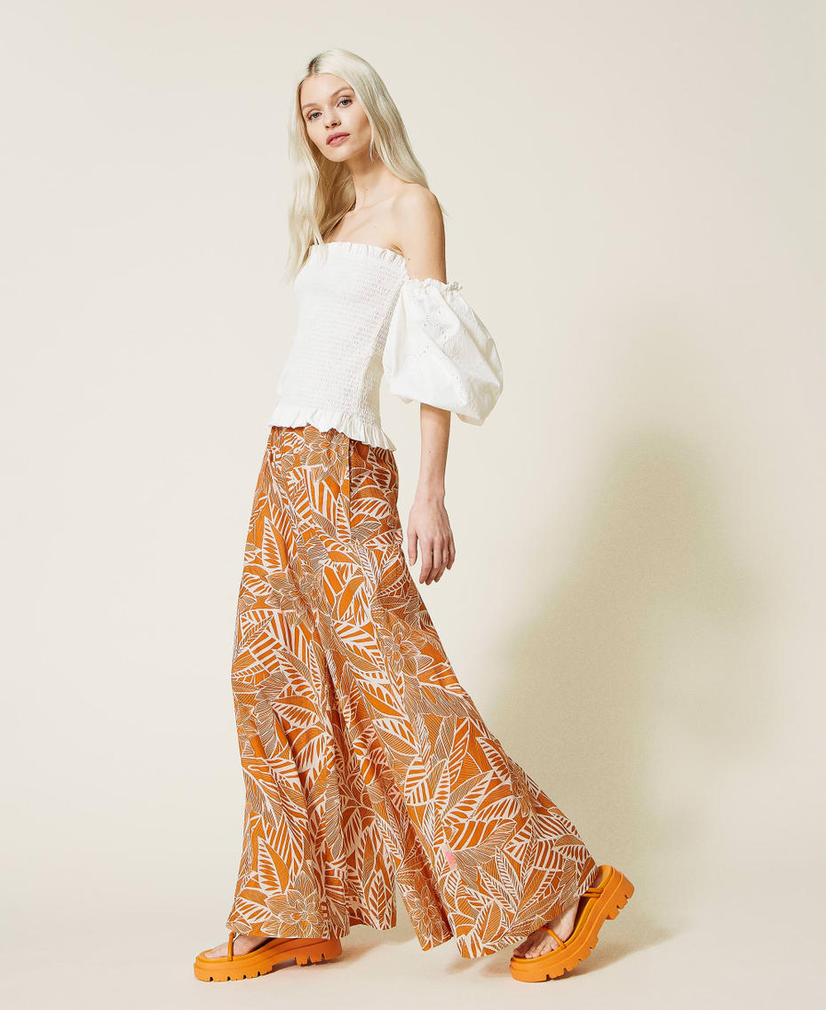 Printed muslin palazzo trousers