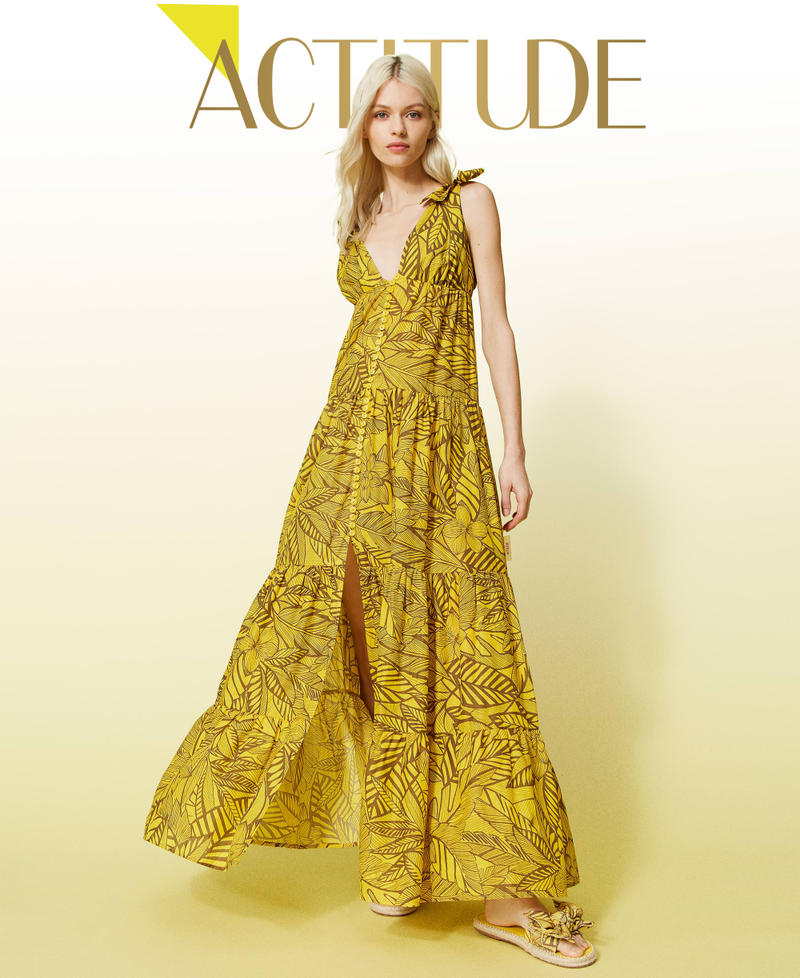 Printed muslin long dress "Summer" Print / Vivid Yellow Woman 221AT2651-01