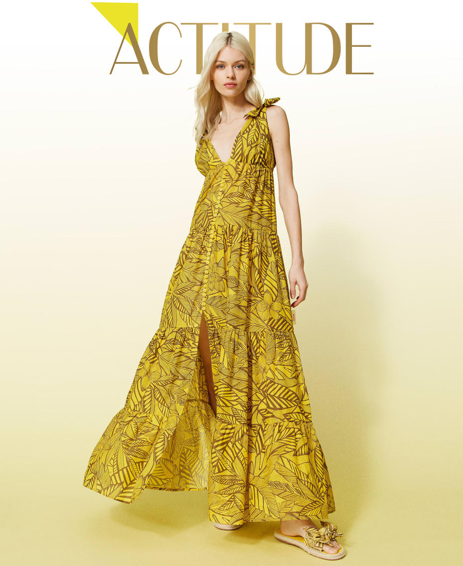 Printed muslin long dress