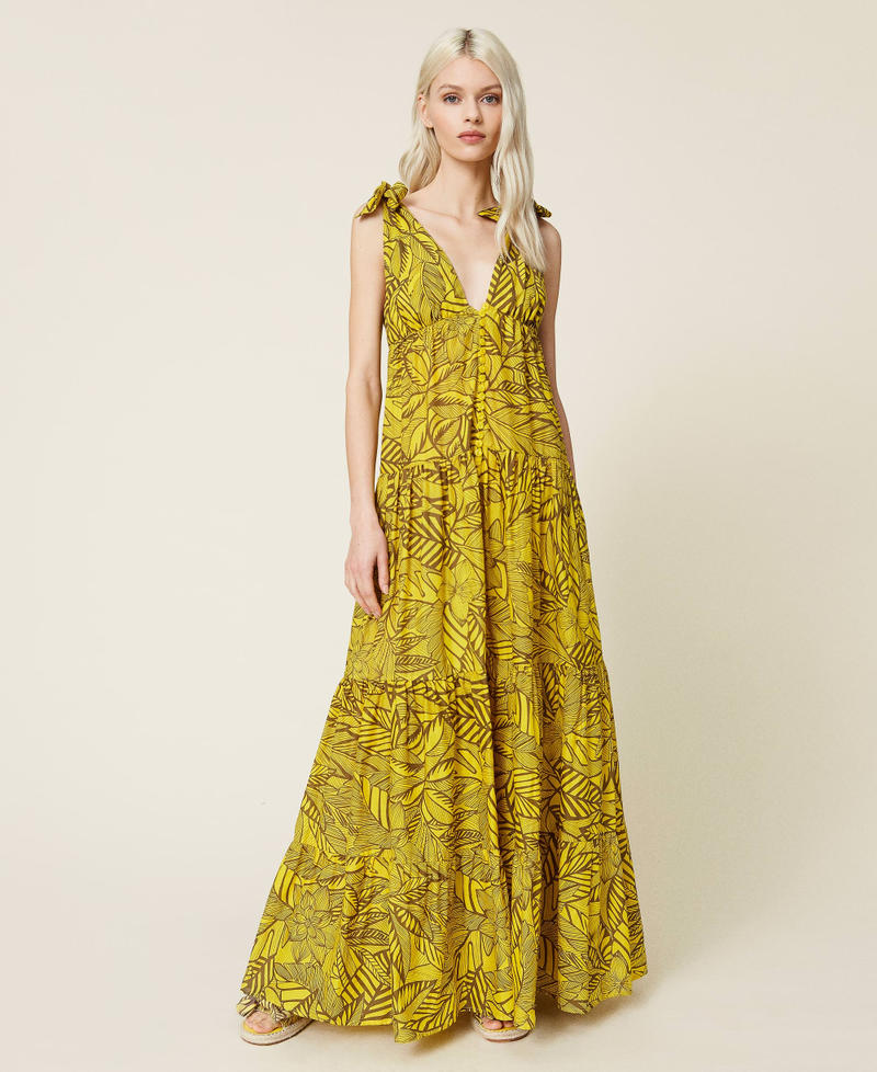 Printed muslin long dress