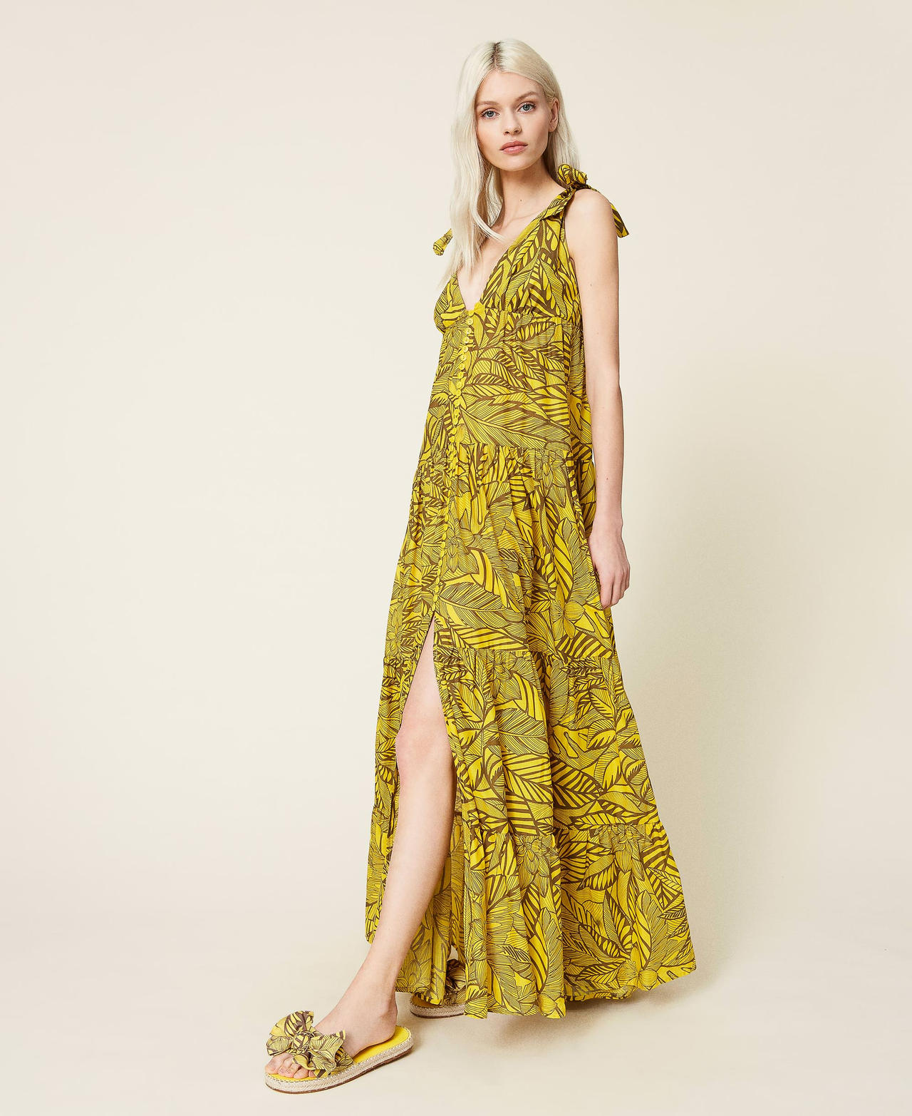 Printed muslin long dress