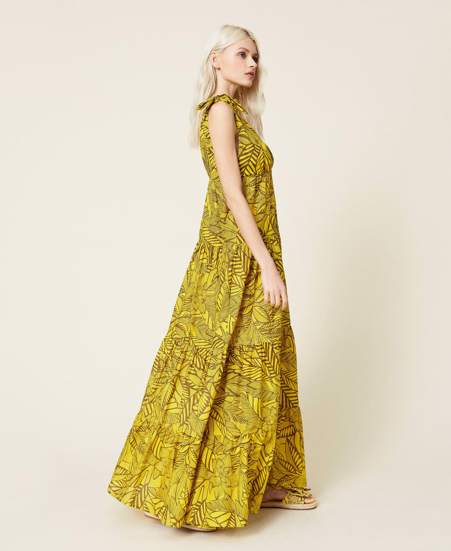 Длинное платье из набивного муслина Принт "Лето" / Ярко-желтый женщина 221AT2651-04
