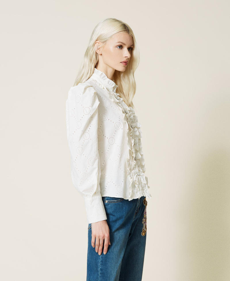 Broderie anglaise shirt with logo White Gardenia Woman 221AT2660-03