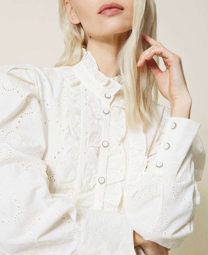 Broderie anglaise shirt with logo White Gardenia Woman 221AT2660-06