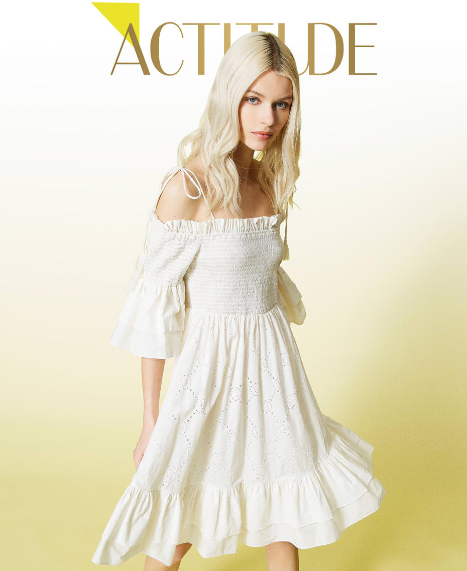 Broderie anglaise dress with logo White Gardenia Woman 221AT2661-01