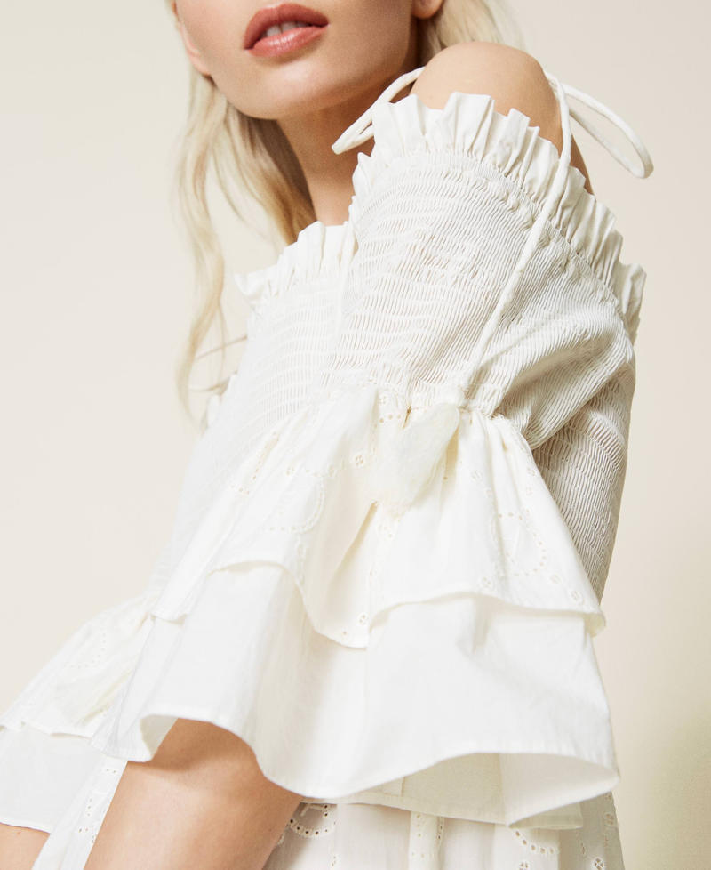 Broderie anglaise dress with logo