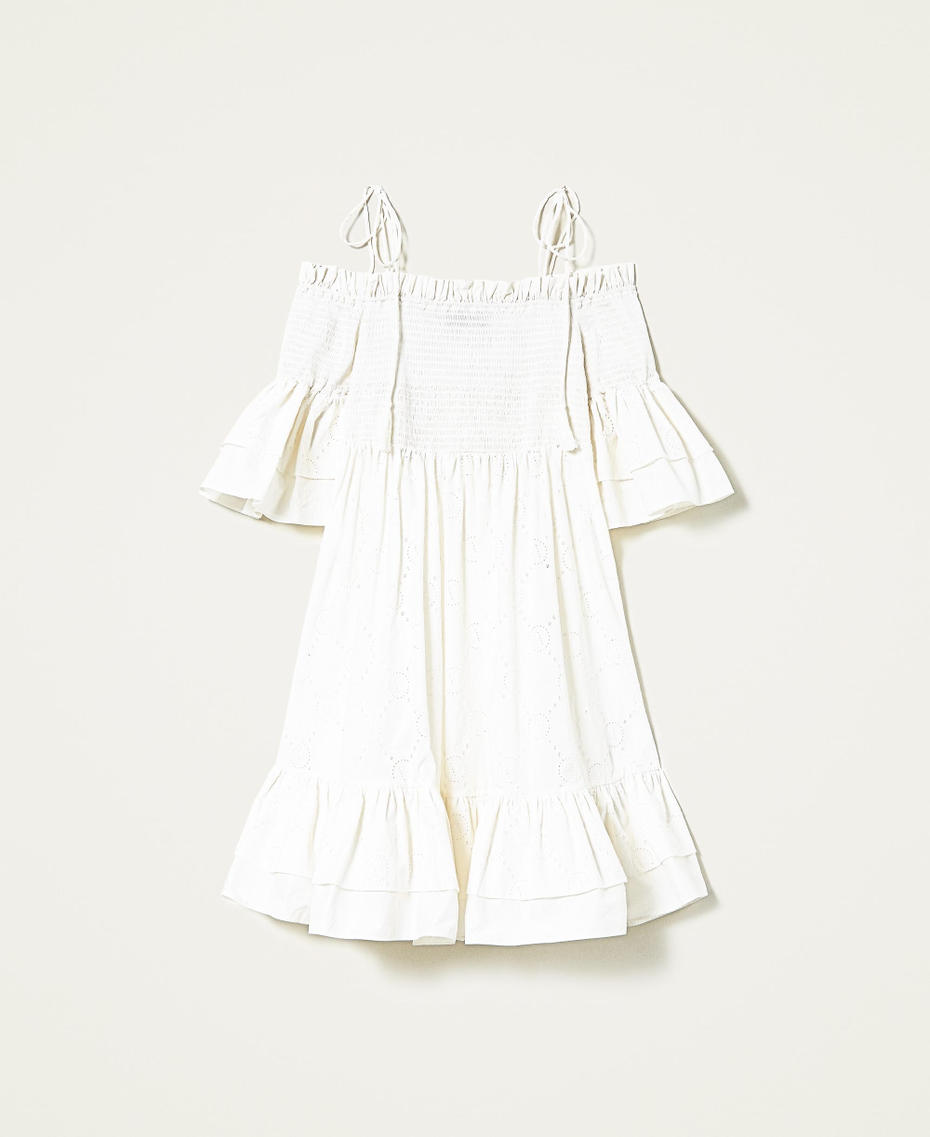 Broderie anglaise dress with logo