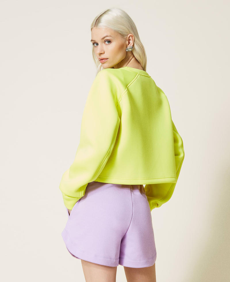 Cropped hoodie with logo Fluorescent Yellow Woman 221AT2670-04