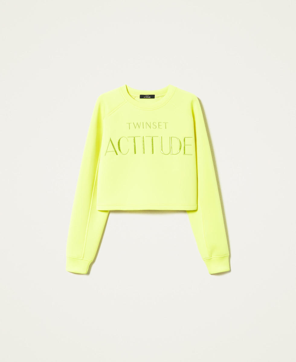 Cropped hoodie with logo Woman Yellow TWINSET Milano