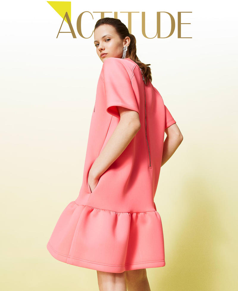 Платье из неопреновой ткани с логотипом Розовый Fluo женщина 221AT2671-01