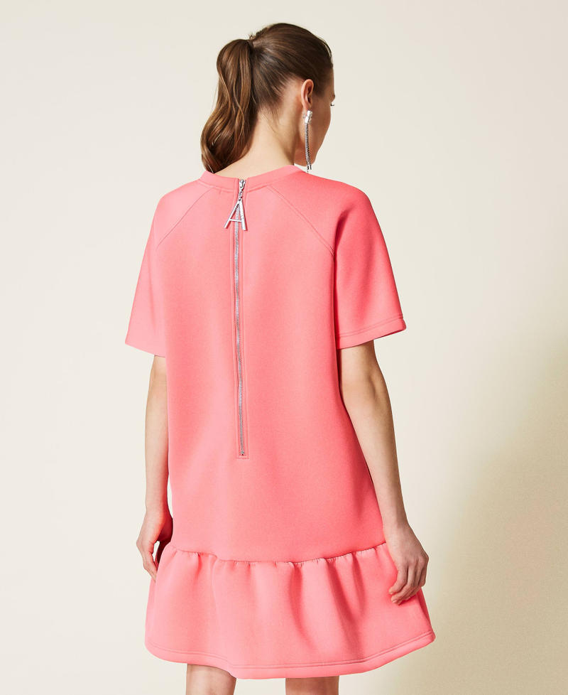 Платье из неопреновой ткани с логотипом Розовый Fluo женщина 221AT2671-04