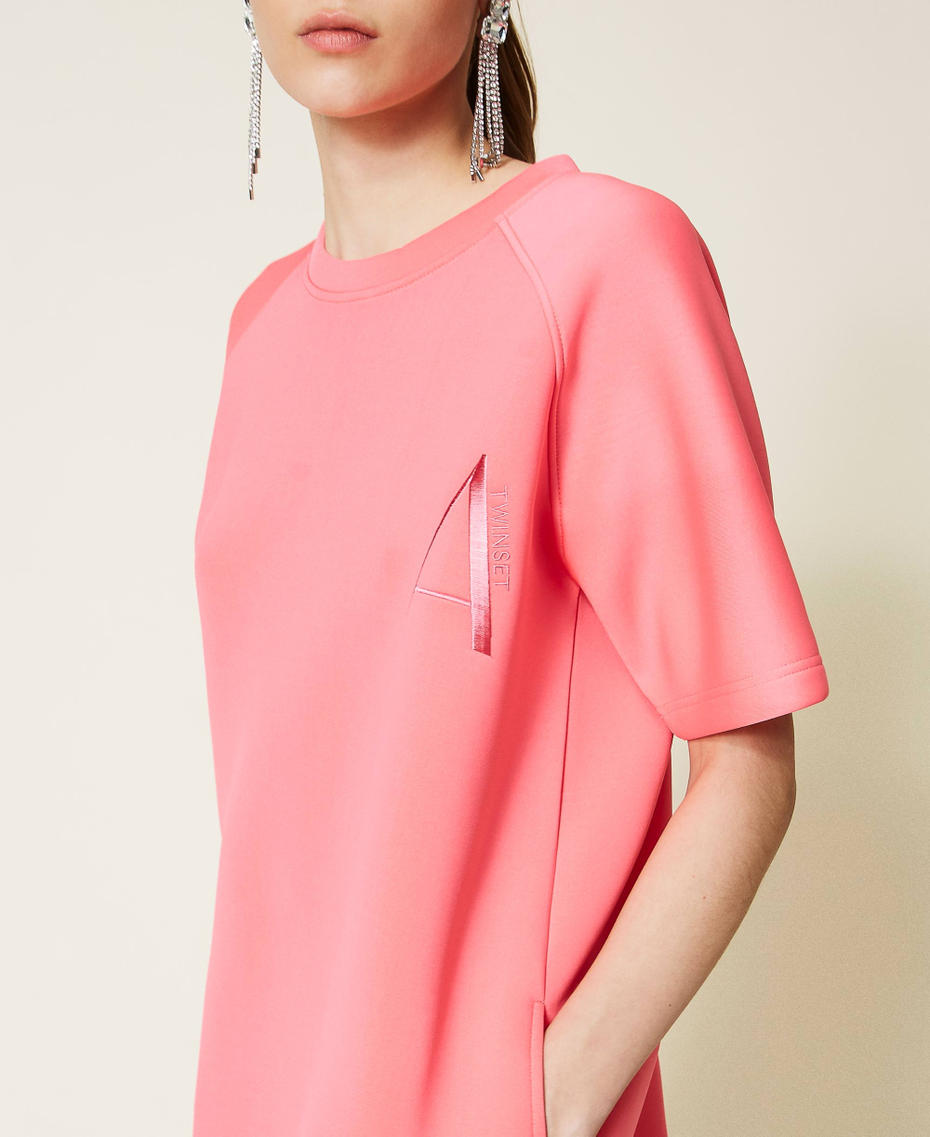 Платье из неопреновой ткани с логотипом Розовый Fluo женщина 221AT2671-05