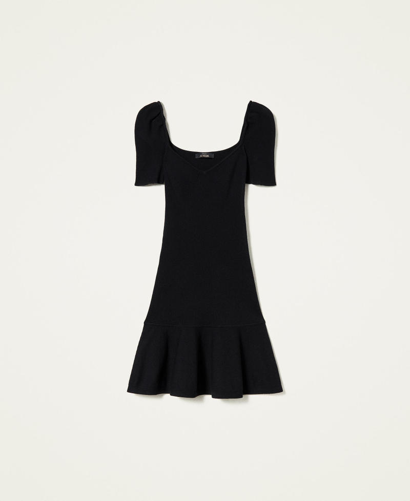 Приталенное платье в рубчик Черный женщина 221AT3030-0S