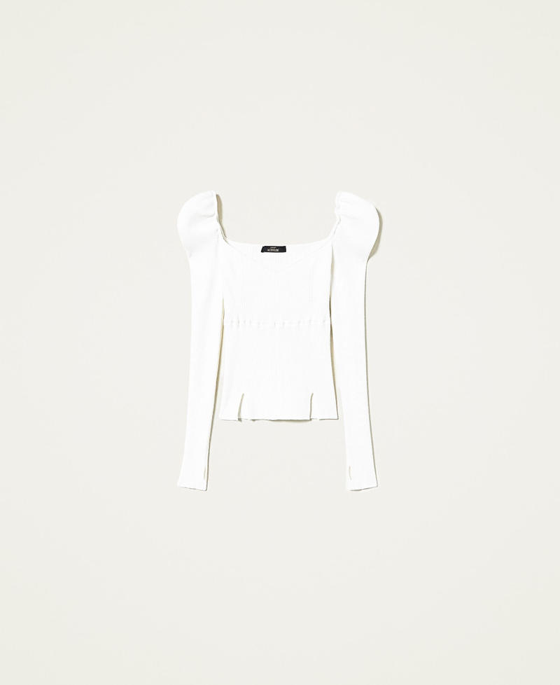 Fitted ribbed jumper White Gardenia Woman 221AT3031-0S